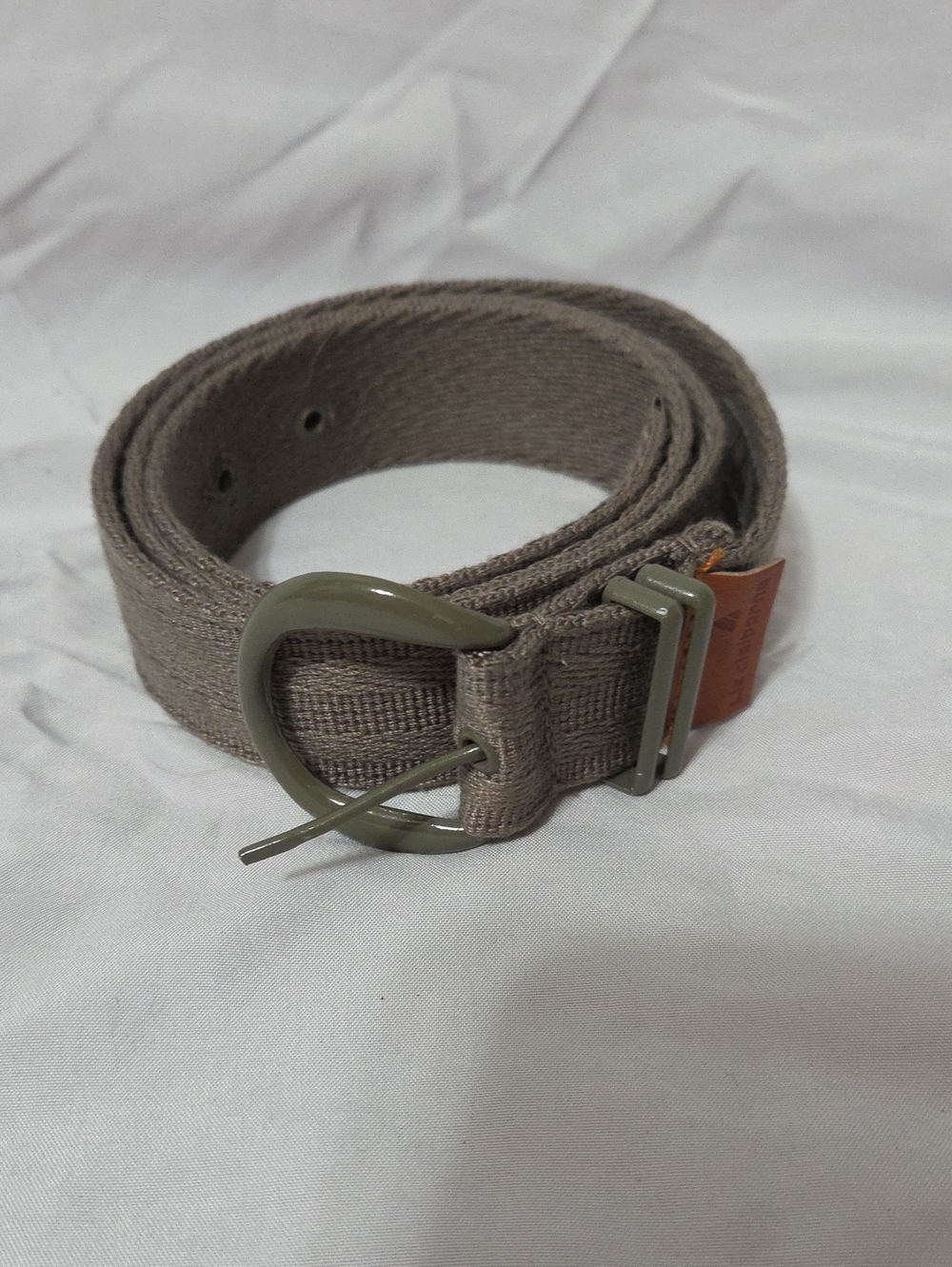 Olive Green Canvas Belt, Size Large (30-34), Excellent Like New Condition